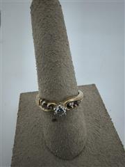 Ruby Lady's Stone & Diamond Ring 5 Diamonds .38 Carat T.W. 10K Yellow Gold